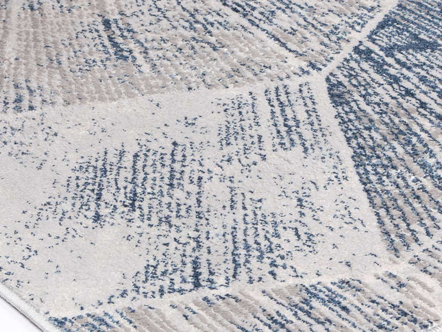 Porto Mason Grey & Blue Geometric Rug