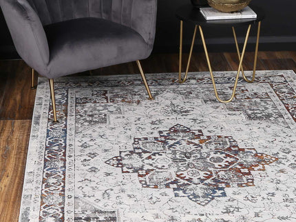 Porto Camila Grey & Blue Traditional Rug
