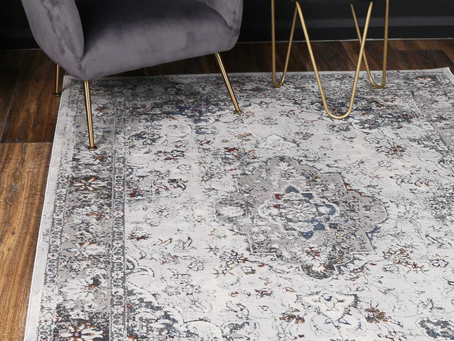 Porto Ava Ivory & Blue Traditional Rug
