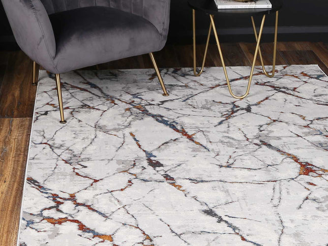 Porto Vincent Grey & Multi Abstract Rug