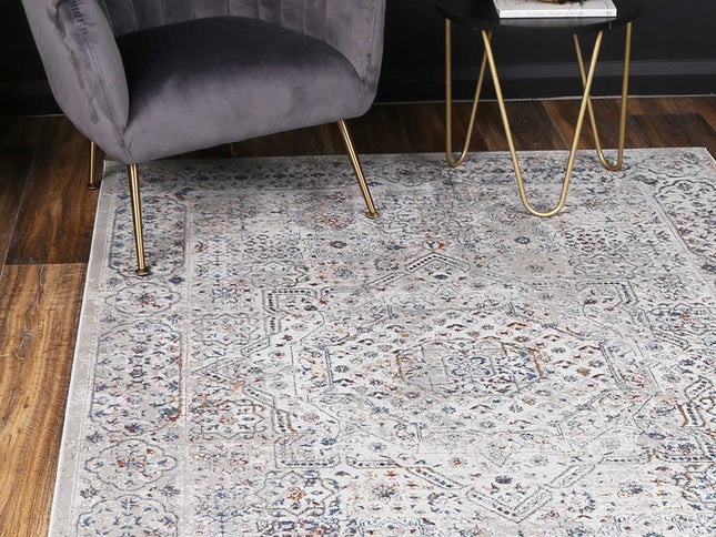 Porto Aurora Grey & Blue Traditional Rug