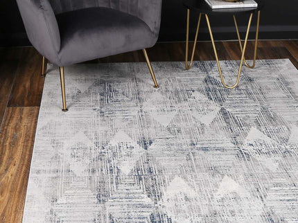 Porto Harlequinn Grey & Blue Geometric Rug
