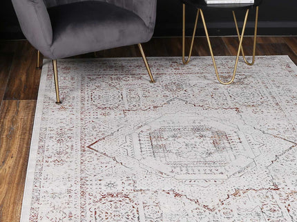Porto Luna Cream & Red Traditional Rug