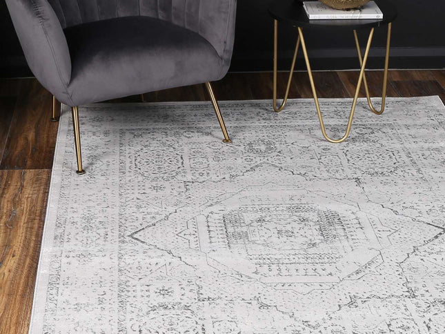Porto Luna Cream & Grey Traditional Rug