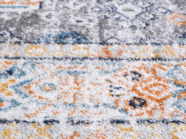 Provence Zaida Traditional Grey & Terracotta Rug - PROV12