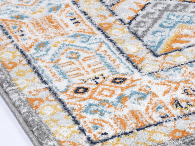 Provence Zaida Traditional Grey & Terracotta Rug - PROV12