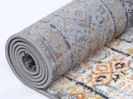 Provence Zaida Traditional Grey & Terracotta Rug - PROV12