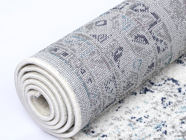 Provence Celts Cream Blue Traditional Rug - PROV14