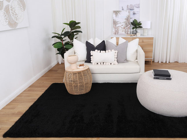 Puffy Soft Shag Black Rug
