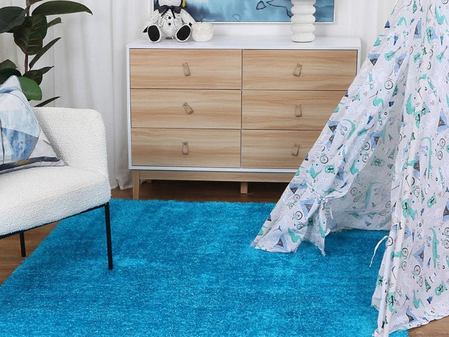 Puffy Soft Shag Teal Rug