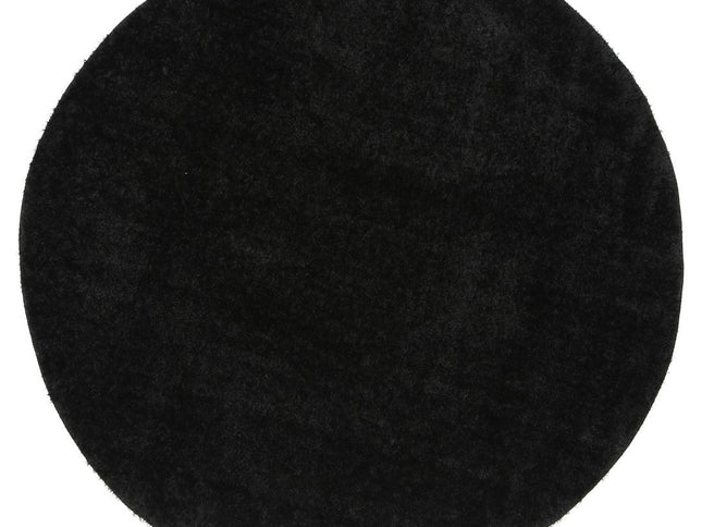 Puffy Soft Shag Round Rug Black
