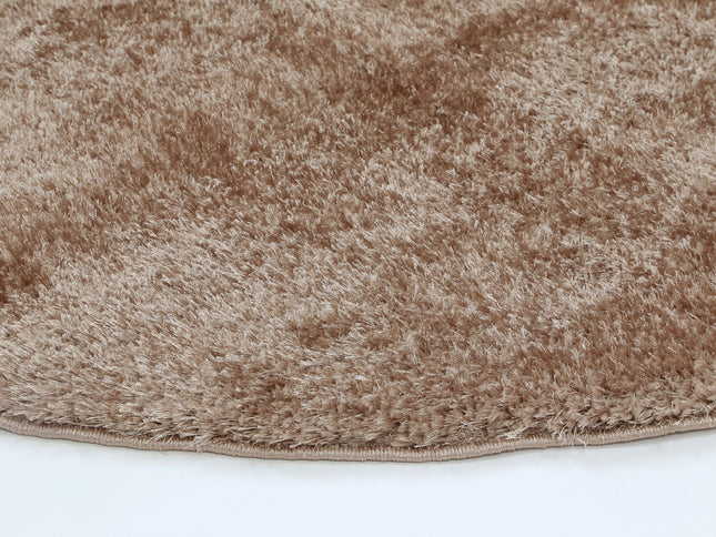 Puffy Soft Shag Round Rug Camel