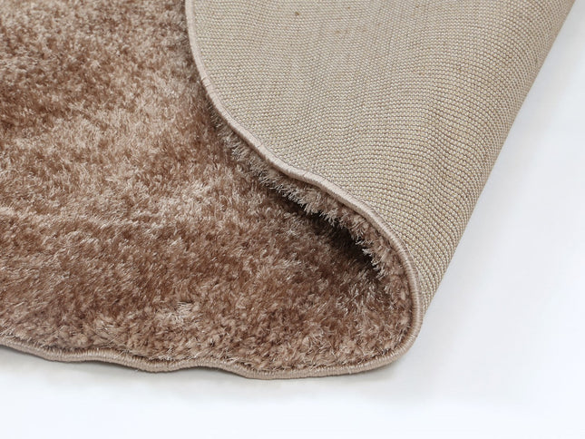 Puffy Soft Shag Round Rug Camel