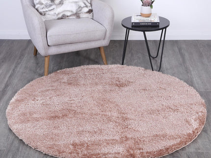 Puffy Soft Shag Round Rug Camel