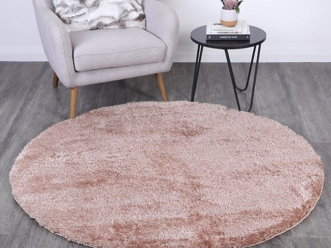 Puffy Soft Shag Round Rug Camel