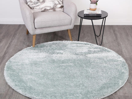 Puffy Soft Shag Round Rug Teal