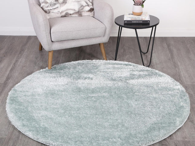 Puffy Soft Shag Round Rug Teal