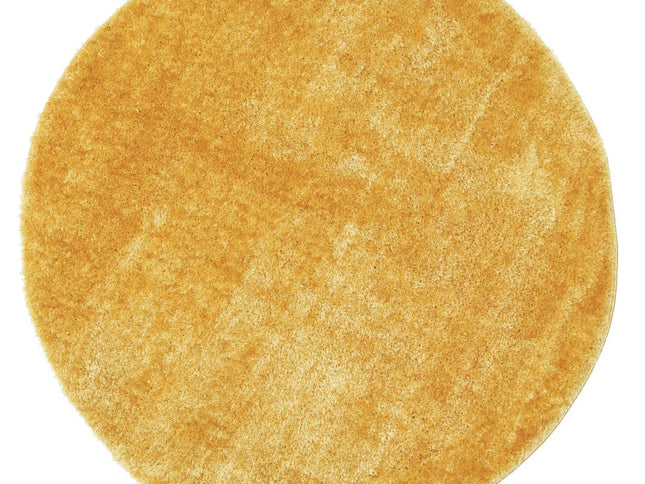 Puffy Soft Shag Round Rug Mustard
