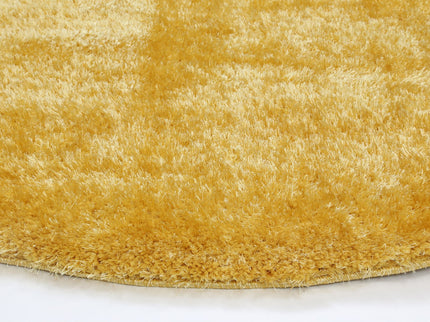 Puffy Soft Shag Round Rug Mustard