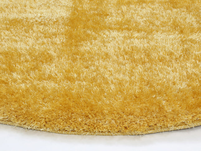 Puffy Soft Shag Round Rug Mustard