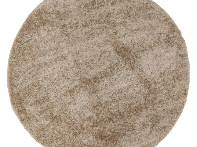Puffy Soft Shag Round Rug Beige