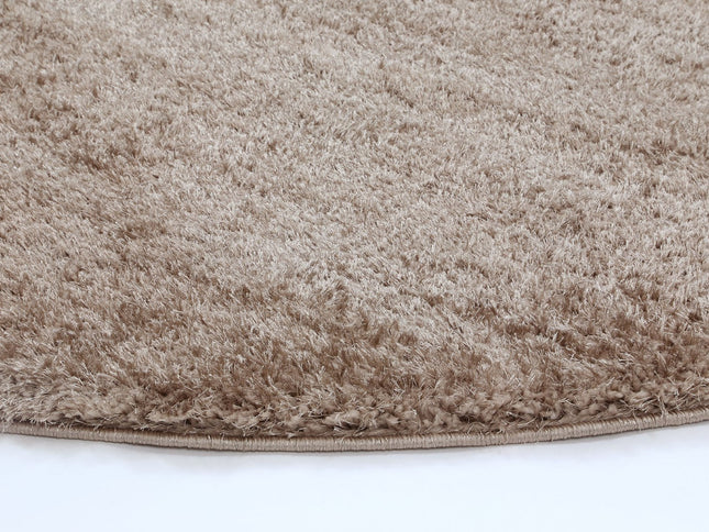 Puffy Soft Shag Round Rug Beige