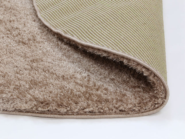 Puffy Soft Shag Round Rug Beige