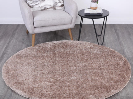 Puffy Soft Shag Round Rug Beige