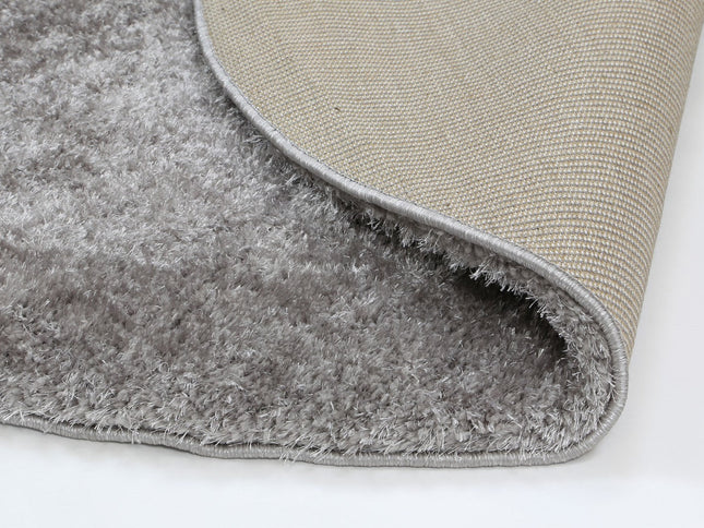 Puffy Soft Shag Round Rug Grey