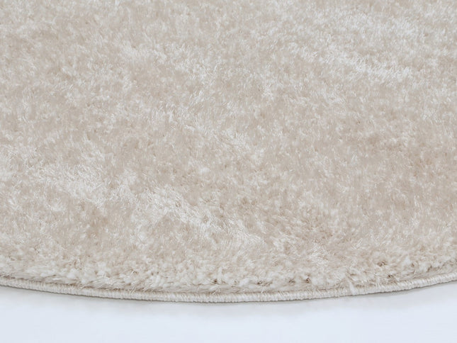 Puffy Soft Shag Round Rug Ivory