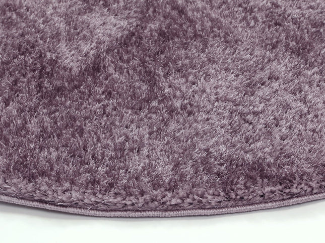 Puffy Soft Shag Round Rug Lilac