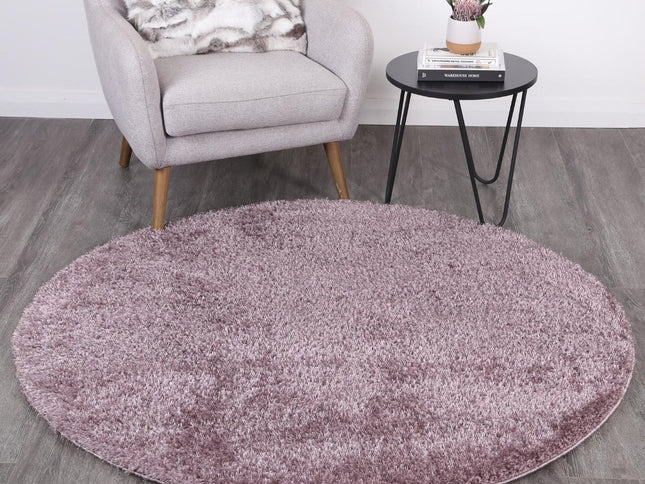 Puffy Soft Shag Round Rug Lilac