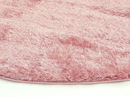 Puffy Soft Shag Round Rug Pink