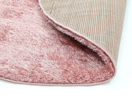Puffy Soft Shag Round Rug Pink