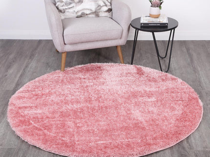 Puffy Soft Shag Round Rug Pink