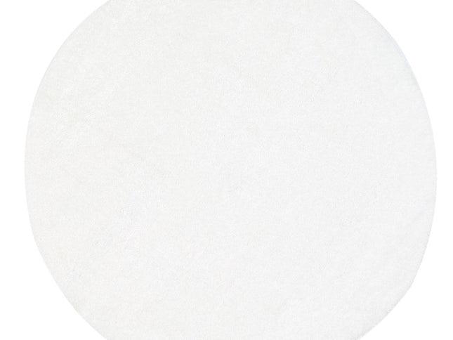 Puffy Soft Shag Round Rug White