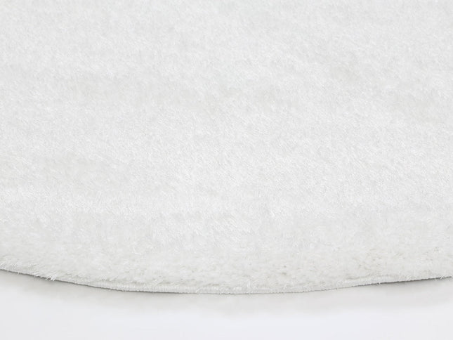 Puffy Soft Shag Round Rug White