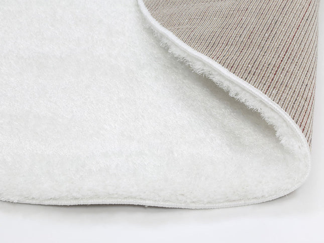 Puffy Soft Shag Round Rug White