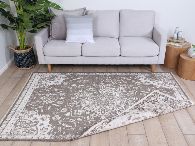 Rustic Medallion Ash Transitional Rug