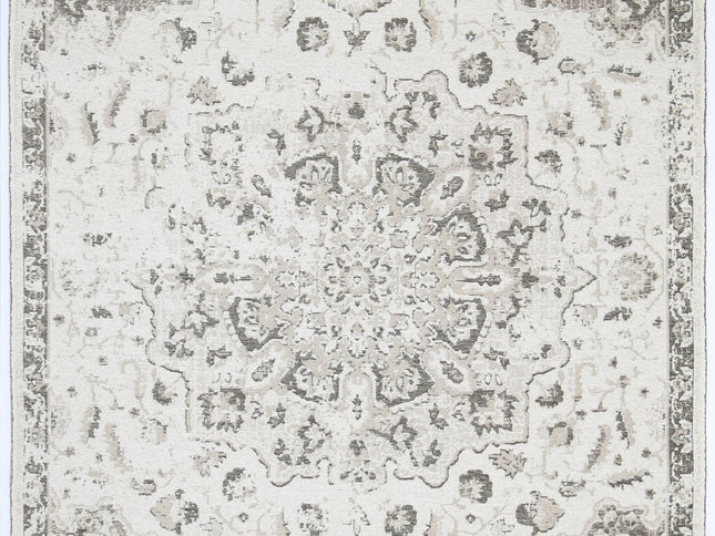 Rustic Medallion Ash Transitional Rug