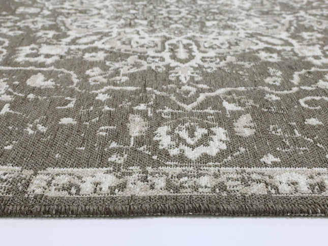 Rustic Medallion Ash Transitional Rug