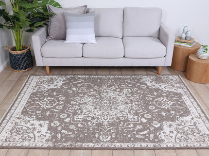 Rustic Medallion Ash Transitional Rug