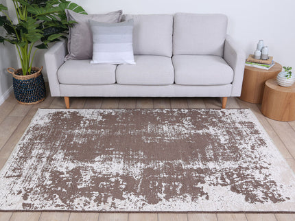 Rustic Faded Beige Abstract Rug