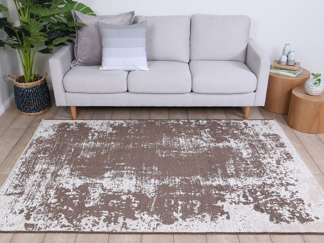Rustic Faded Beige Abstract Rug