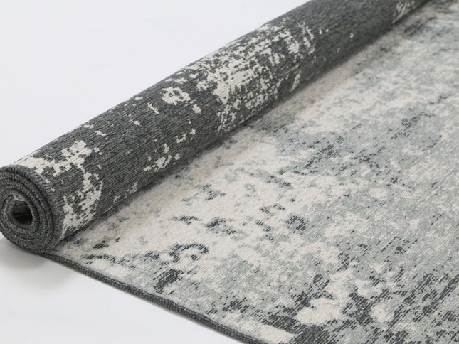 Rustic Faded Grey Abstract Rug