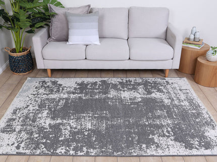 Rustic Faded Grey Abstract Rug