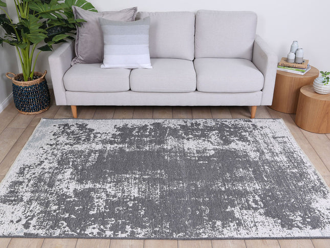 Rustic Faded Grey Abstract Rug