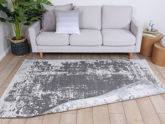 Rustic Faded Grey Abstract Rug