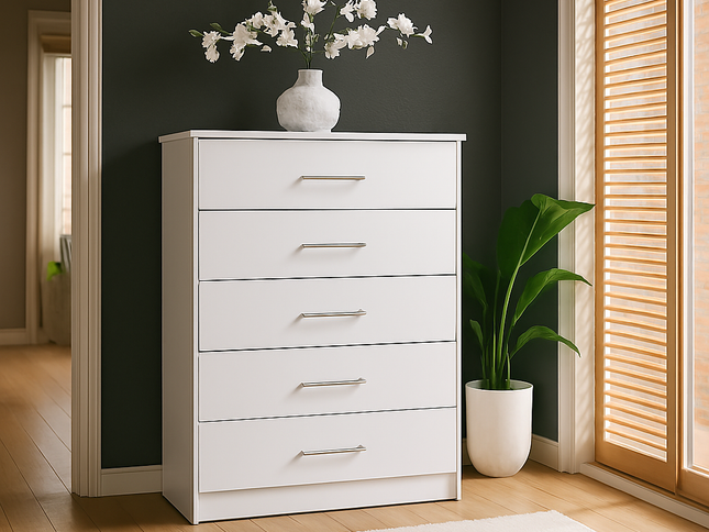 Redfern 5 Drawer Chest - White