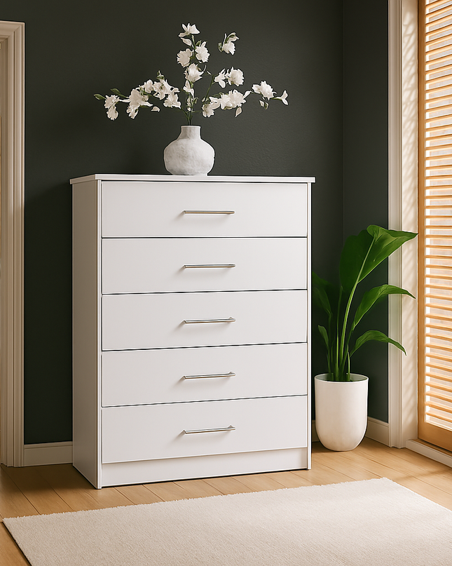 Redfern 5 Drawer Chest - White